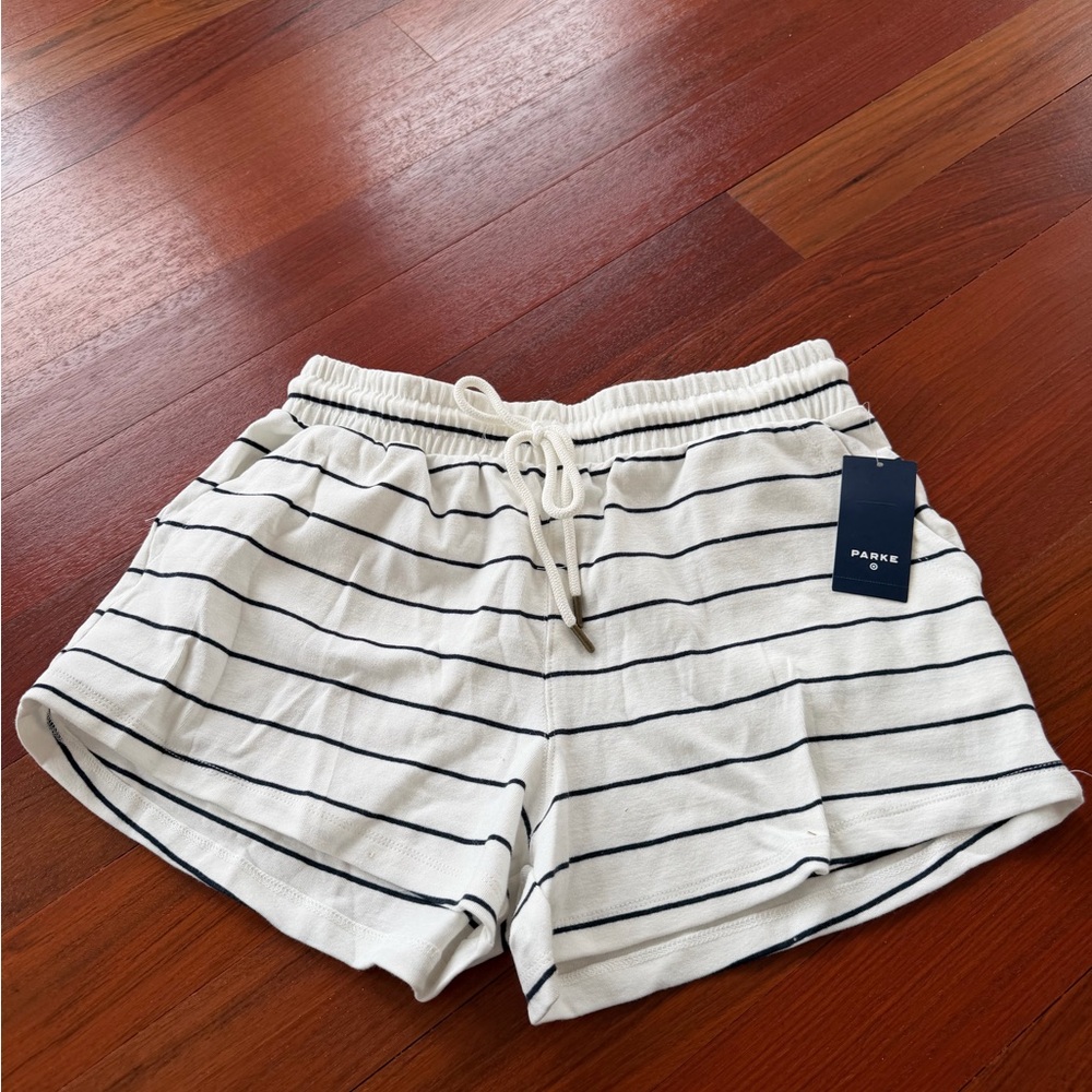 Parke x Target  White Navy Striped Drawstring Lounge Shorts